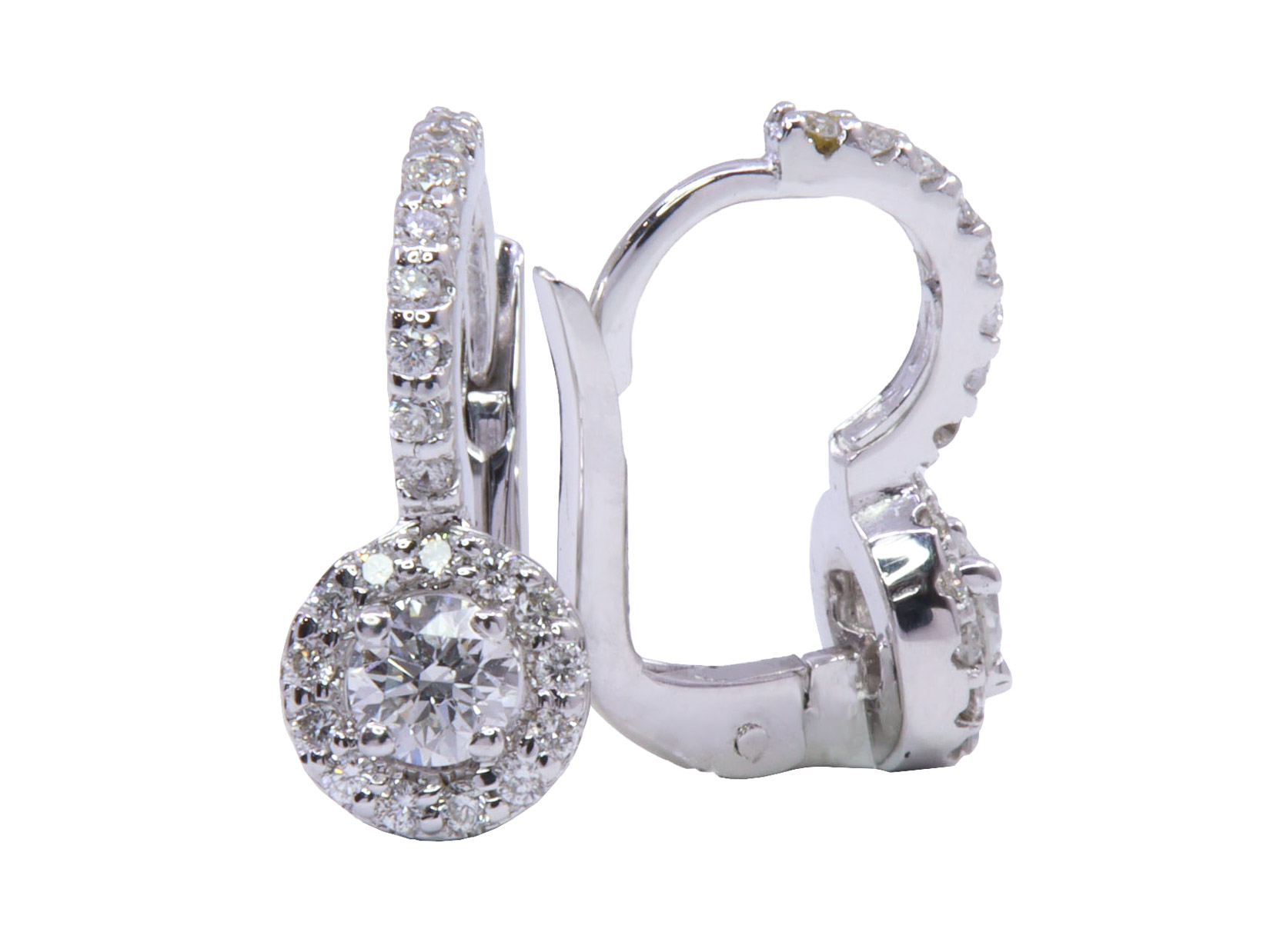 Orecchini in oro bianco con dei piccoli diamanti naturali a titolo 750/°°° di grammi 3.20 