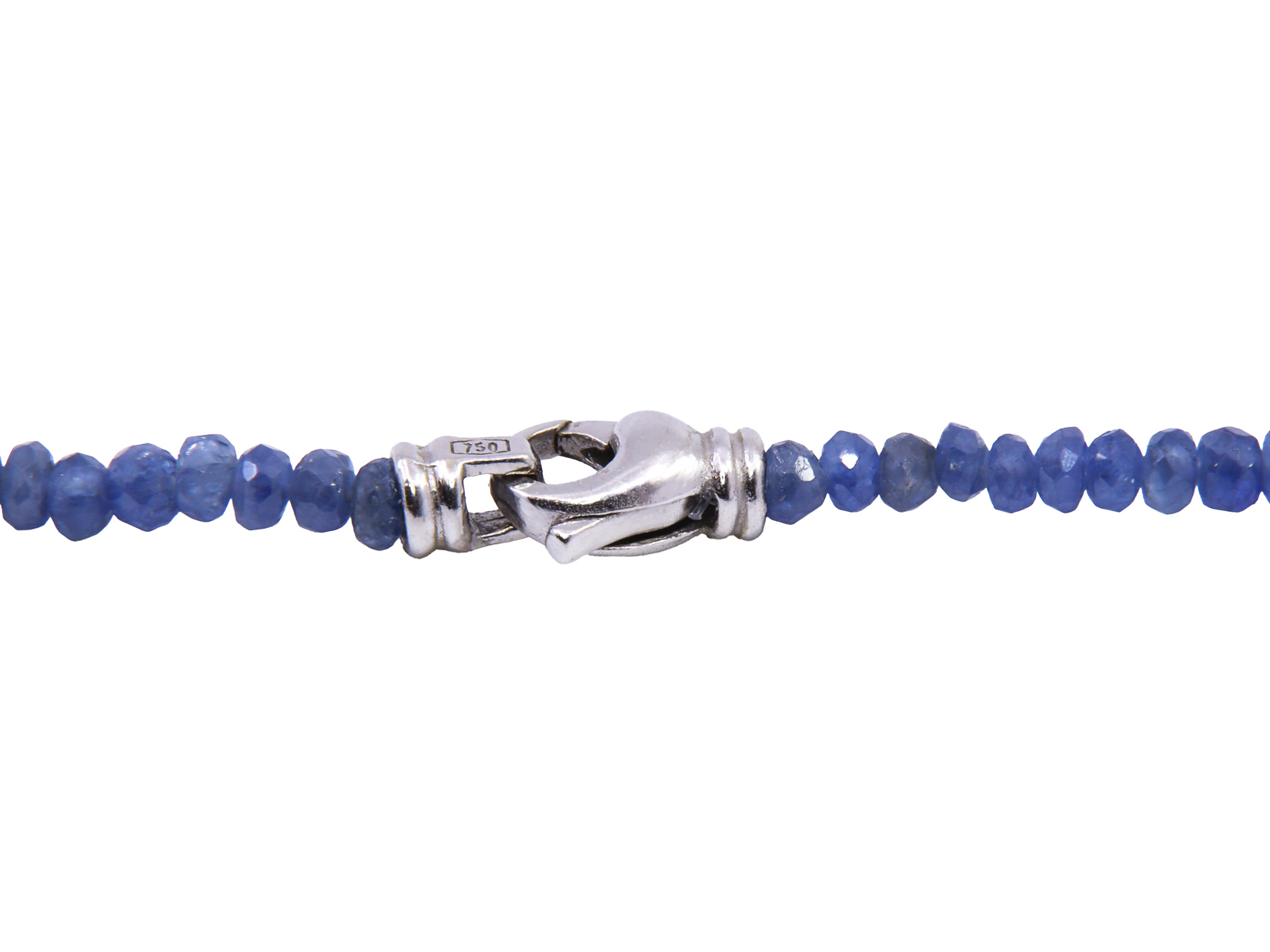 Collino con radice di zaffiri e chiusura oro bianco, gr. 19,1