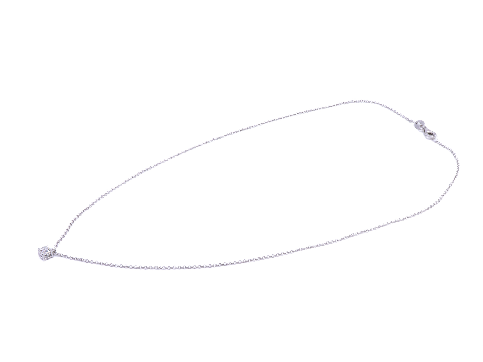 Collana punto luce in oro bianco 18 carati di grammi 2.50 con un diamante naturale di carati 0.30 circa