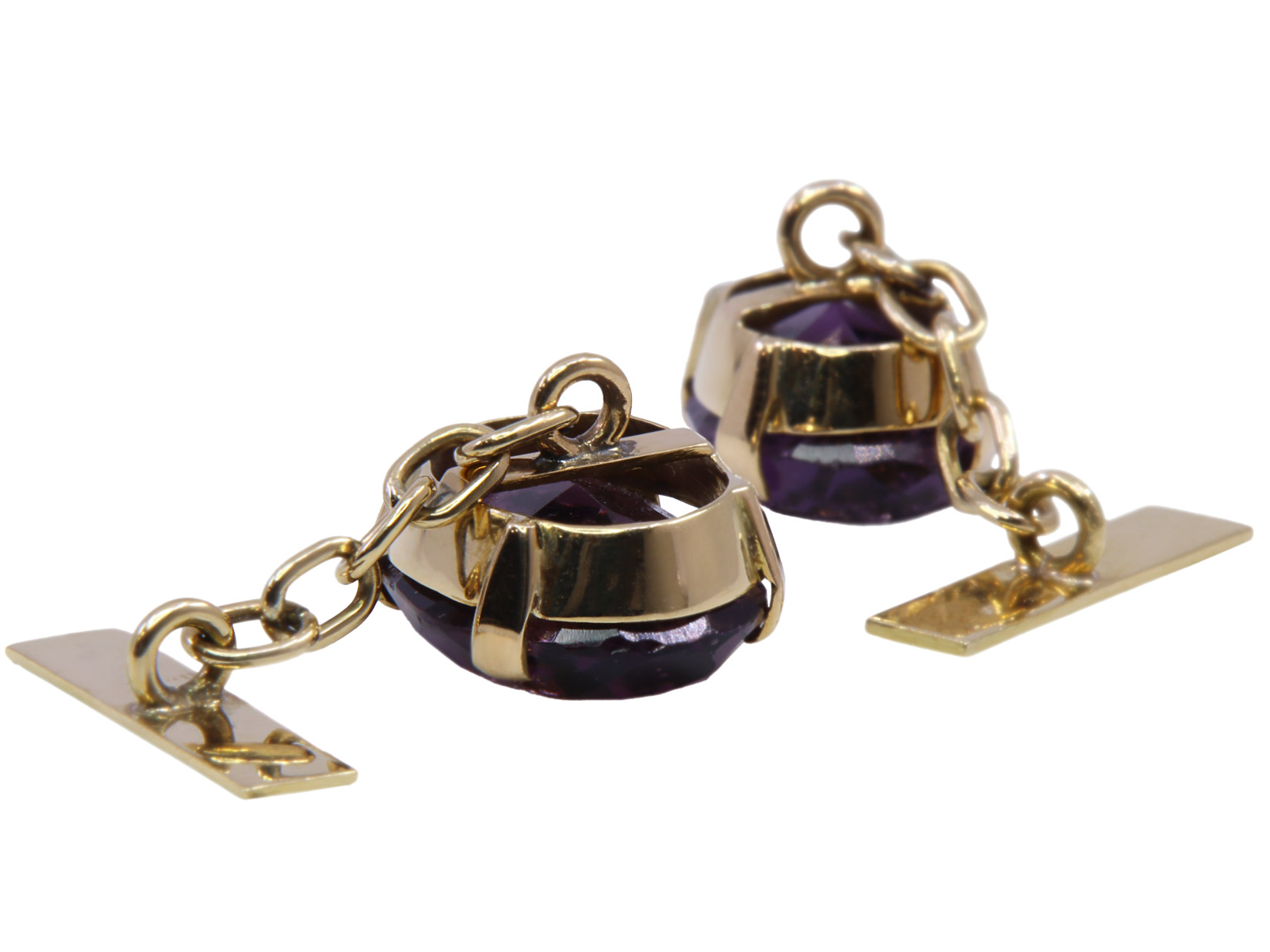 Gemelli in oro basso titolo con ametista incisa 