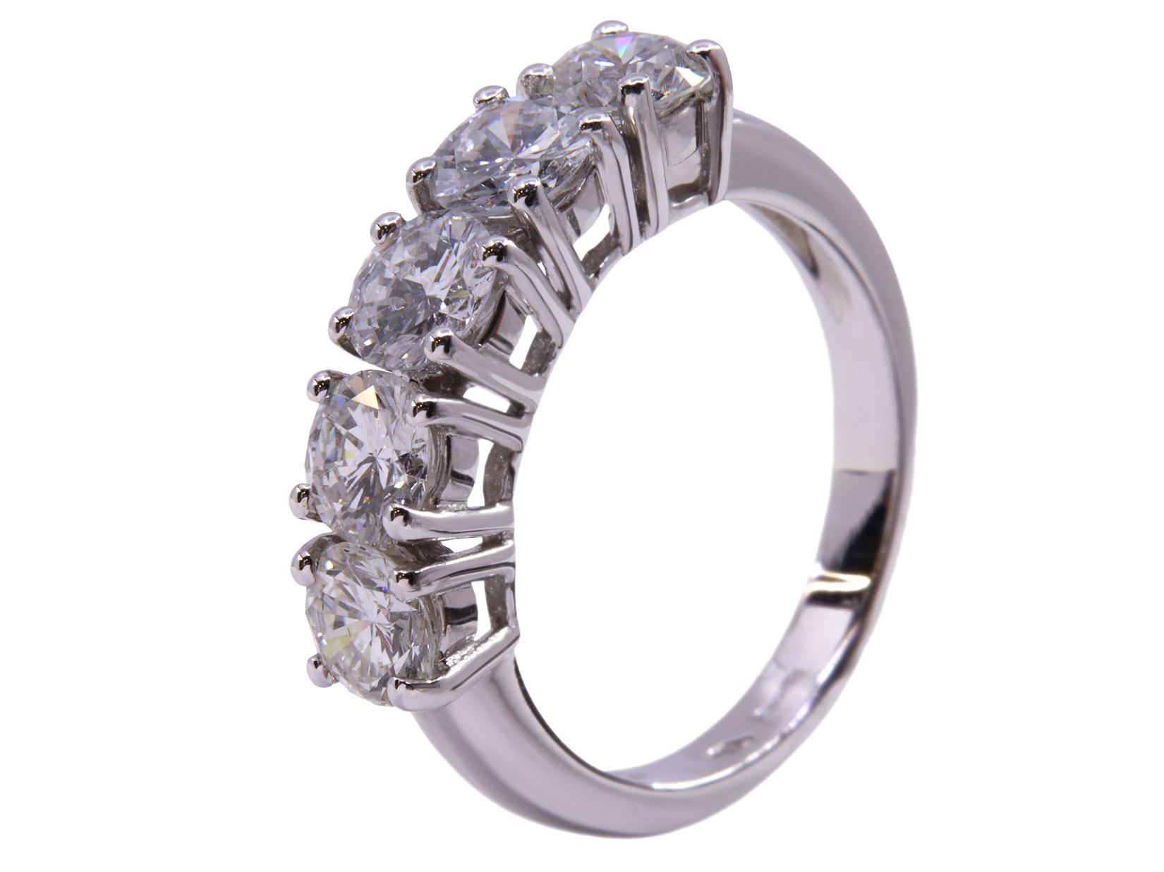 Anello Veretta con 5 brillanti ct. 2.35 - GR.12,07 (modif. a 5.10) ct 2.35 H VVS2 F VS1 G VS2 E VS2 D VS2 cert igi)