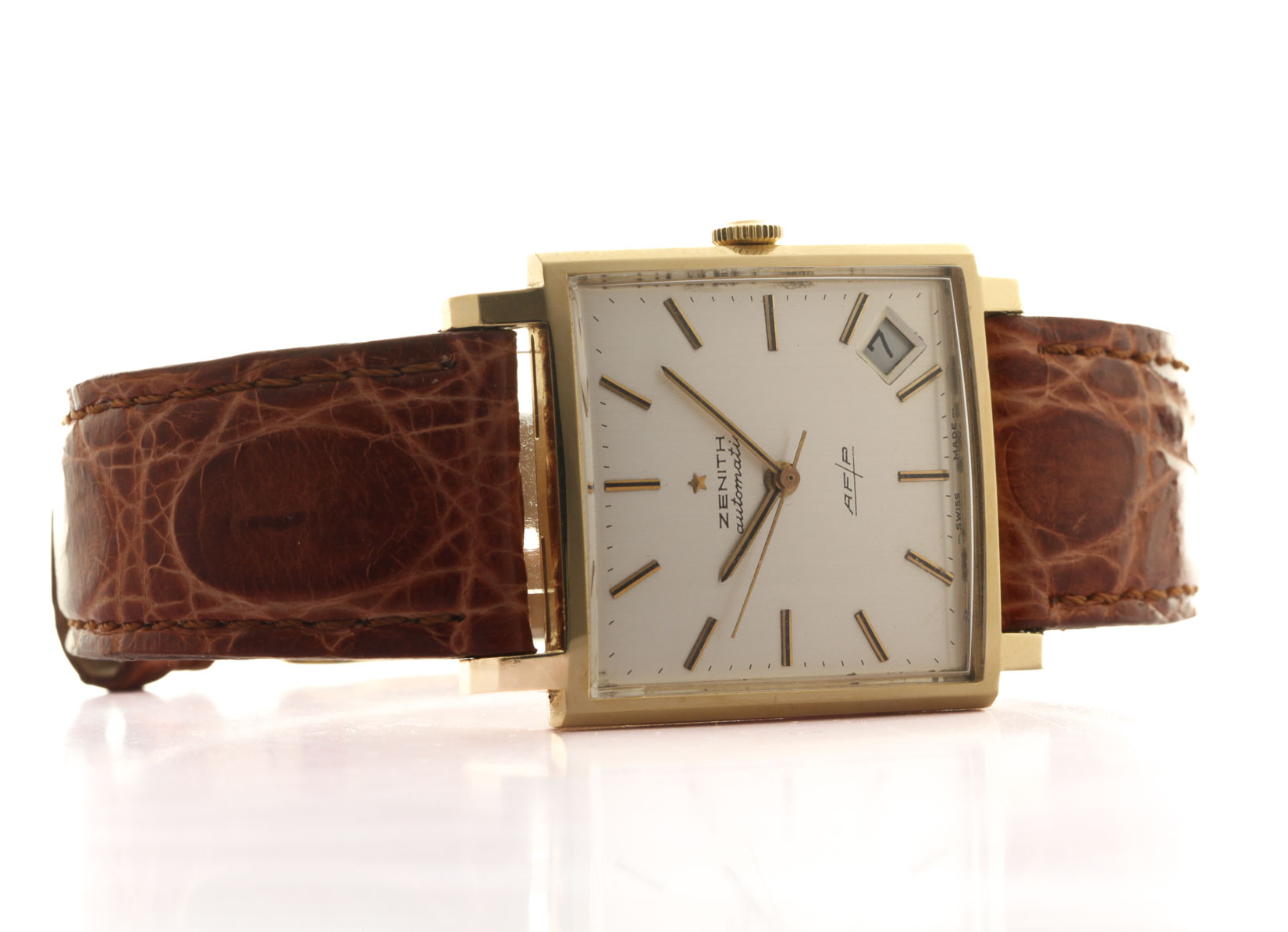 Zenith Gold 18kt (net 15,9 gr) Carrè 30 x 30mm, automatic cal. 408, 30 x 30 mm,  approx 1970