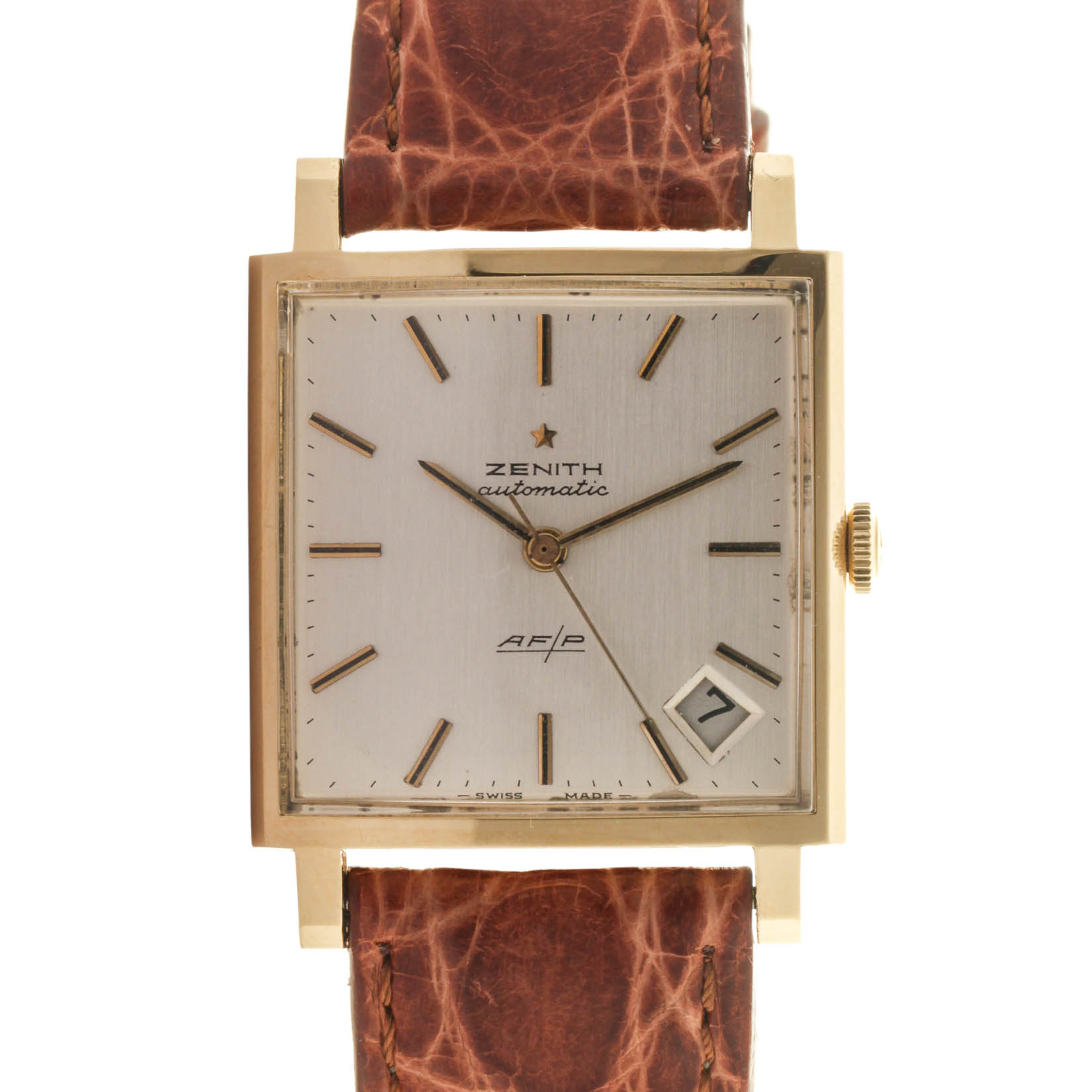 Zenith Gold 18kt (net 15,9gr) Carrè 30 x 30mm, automatic cal. 408,  approx 1970