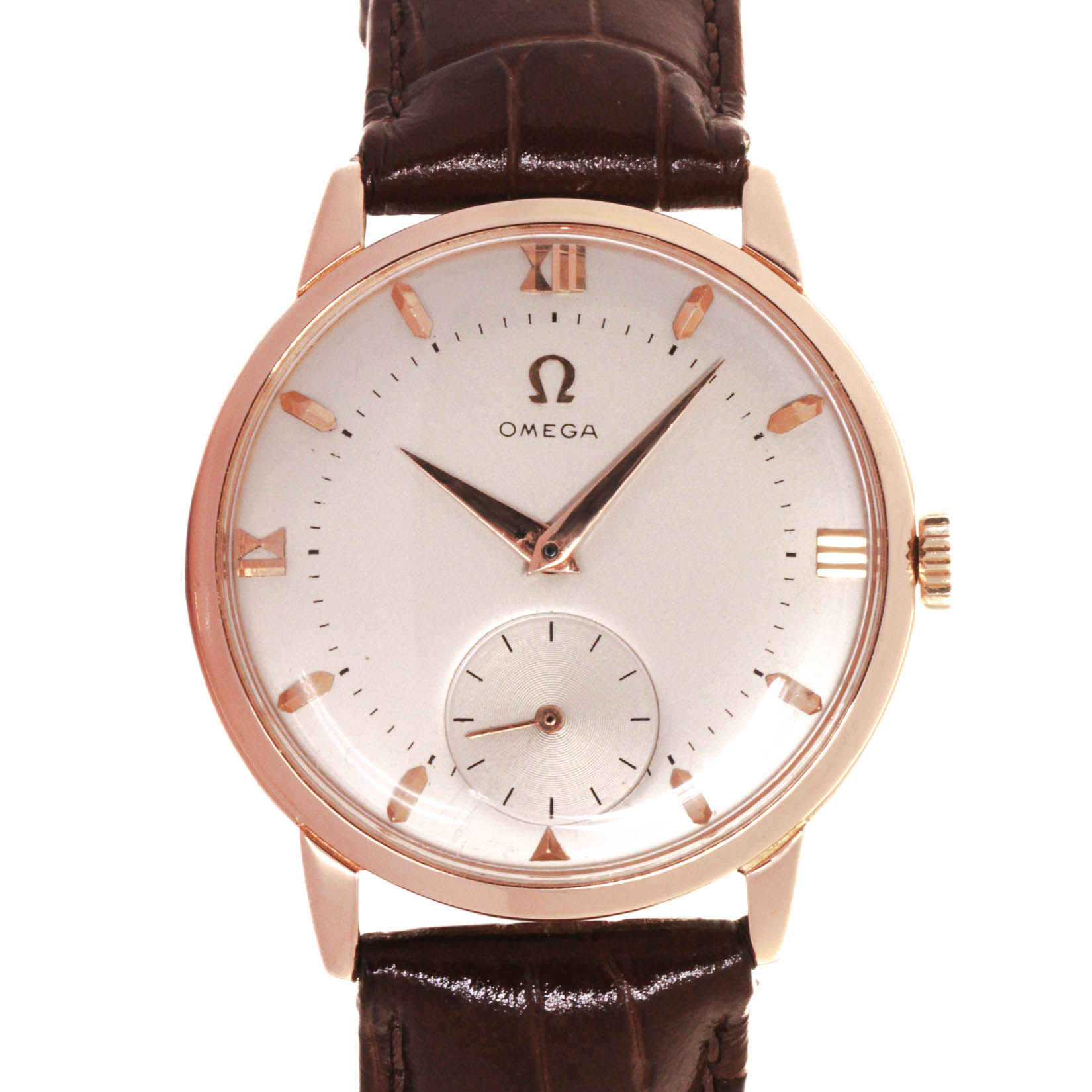 Omega 2894 Small Seconds 18kt Yellow Gold, 34mm, leather bracelets, omega Box our Warranty, circa 1980