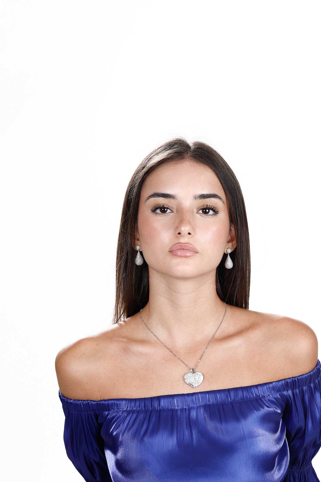 Ciondolo cuore in oro bianco 18 kt. con brillanti