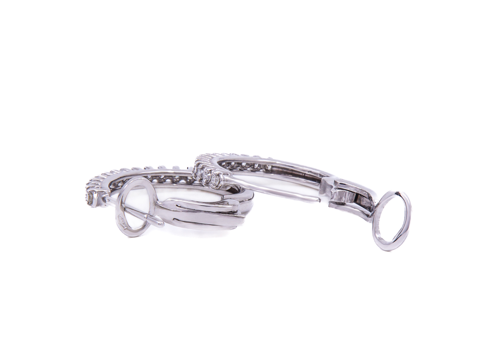 Orecchini Cerchi circa ct. 0.50, oro bianco 18kt, gr. 4.5