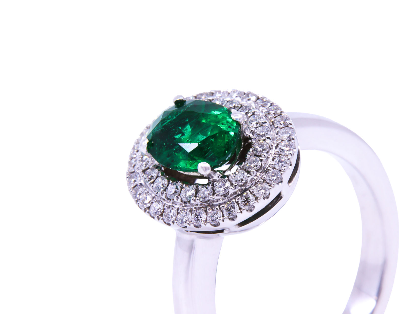 Anello oro 18kt gr 4.60 - Brillanti ct 0,74 e smeraldo ct0.97