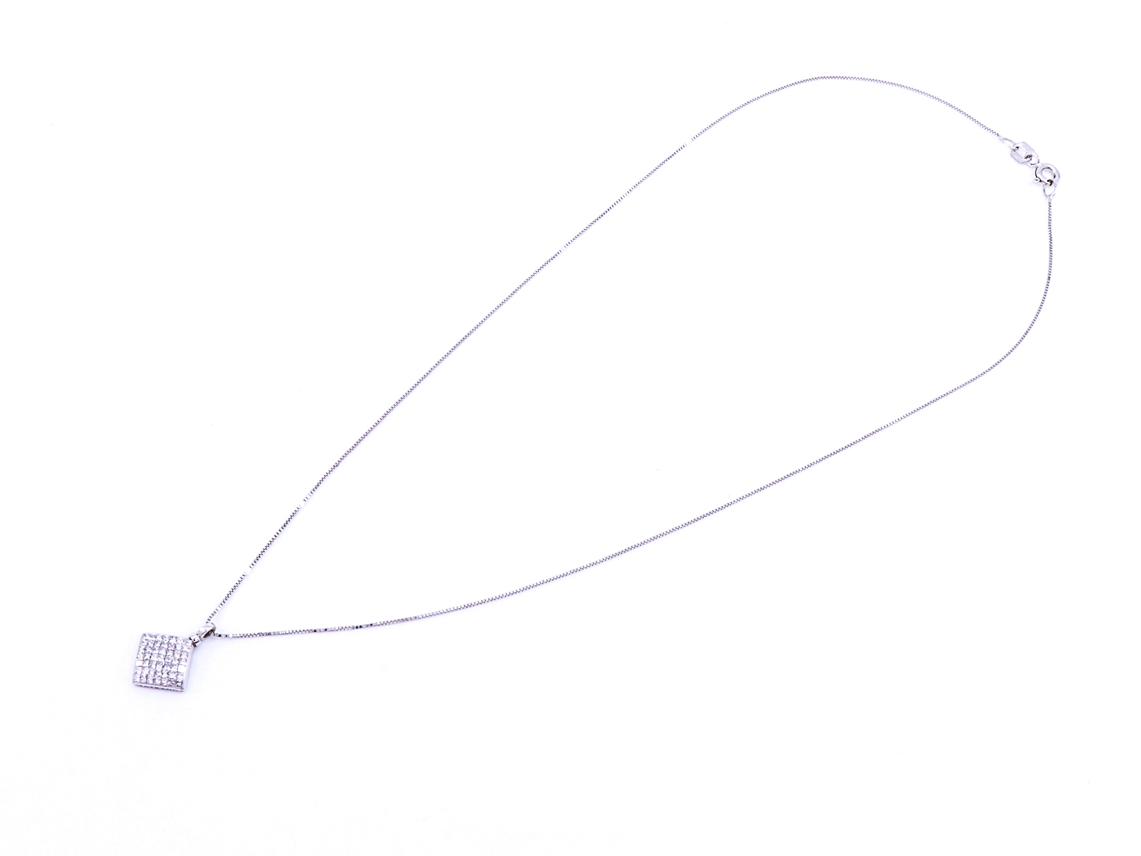 Collana in oro bianco con rombo di brills ct.1,00 F Vvs - Gr.3