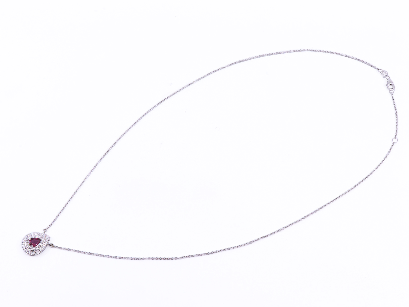 Ciondolo oro bianco 18kt gr4.10, brillanti 0.26ct e Rubino ct0,72
