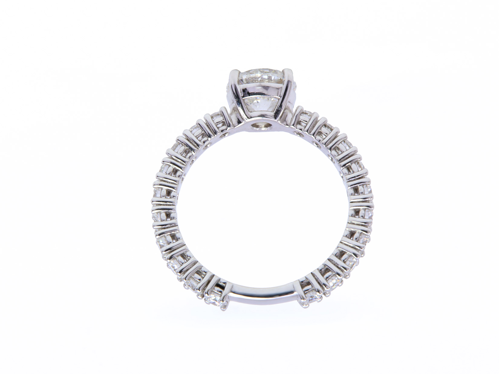 Anello solitario collezione Pantelleria - Diamanti 1,50+1,03ct. F-VS1+F/G-VVS, oro bianco 18kt. 4,3 gr.