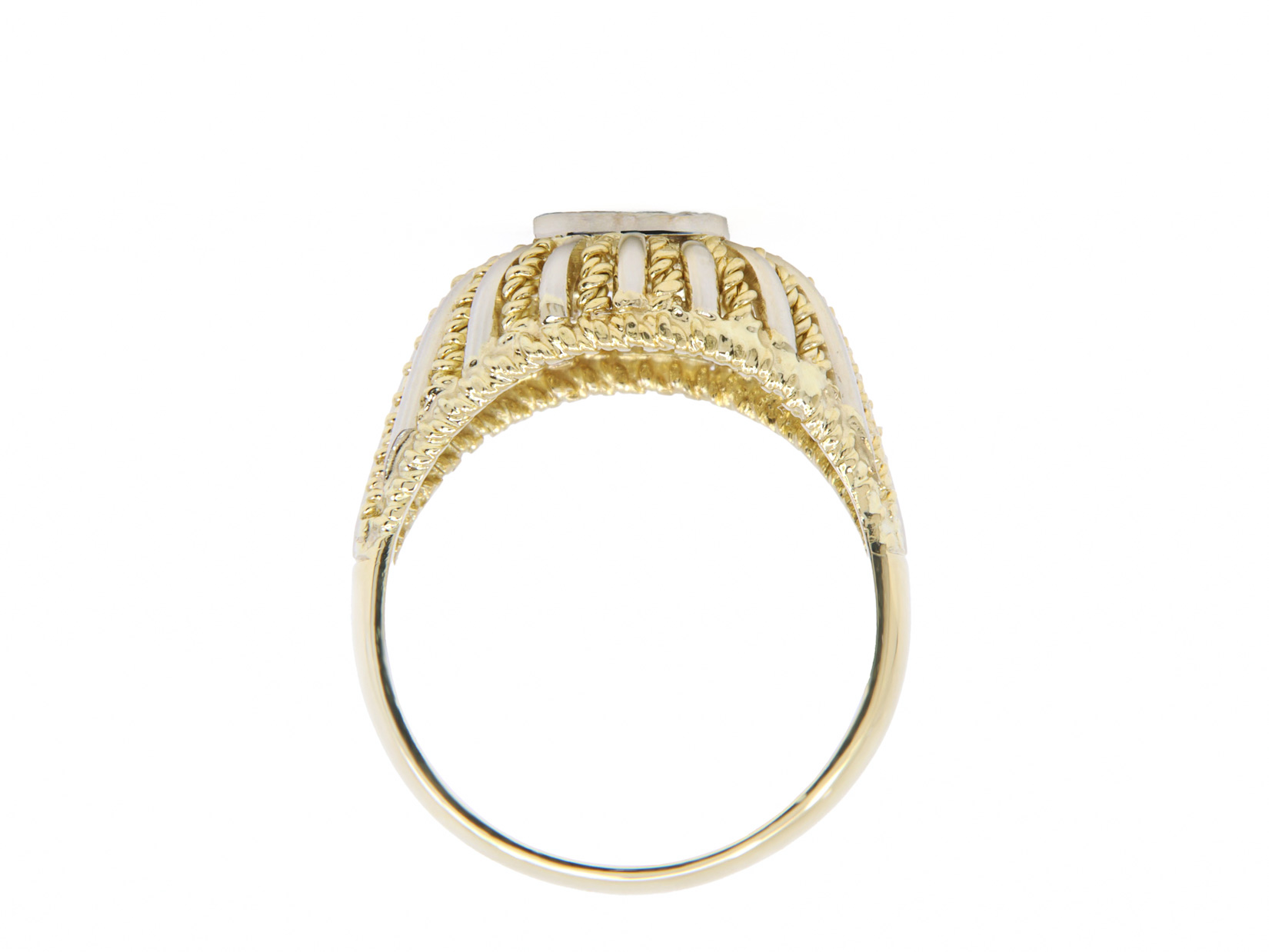 Lotto anello oro giallo 18kt con piccoli brillantiGr. 7,4 Ad euro 52,15 grammo