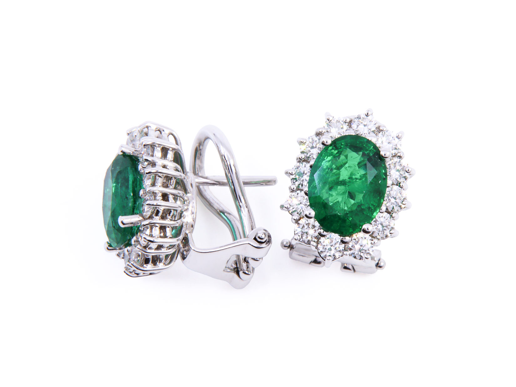 Orecch. smeral. Zambia ct. 2.93 tot.taglio ovale girato di brills ct. 1.15 totale d-e vs