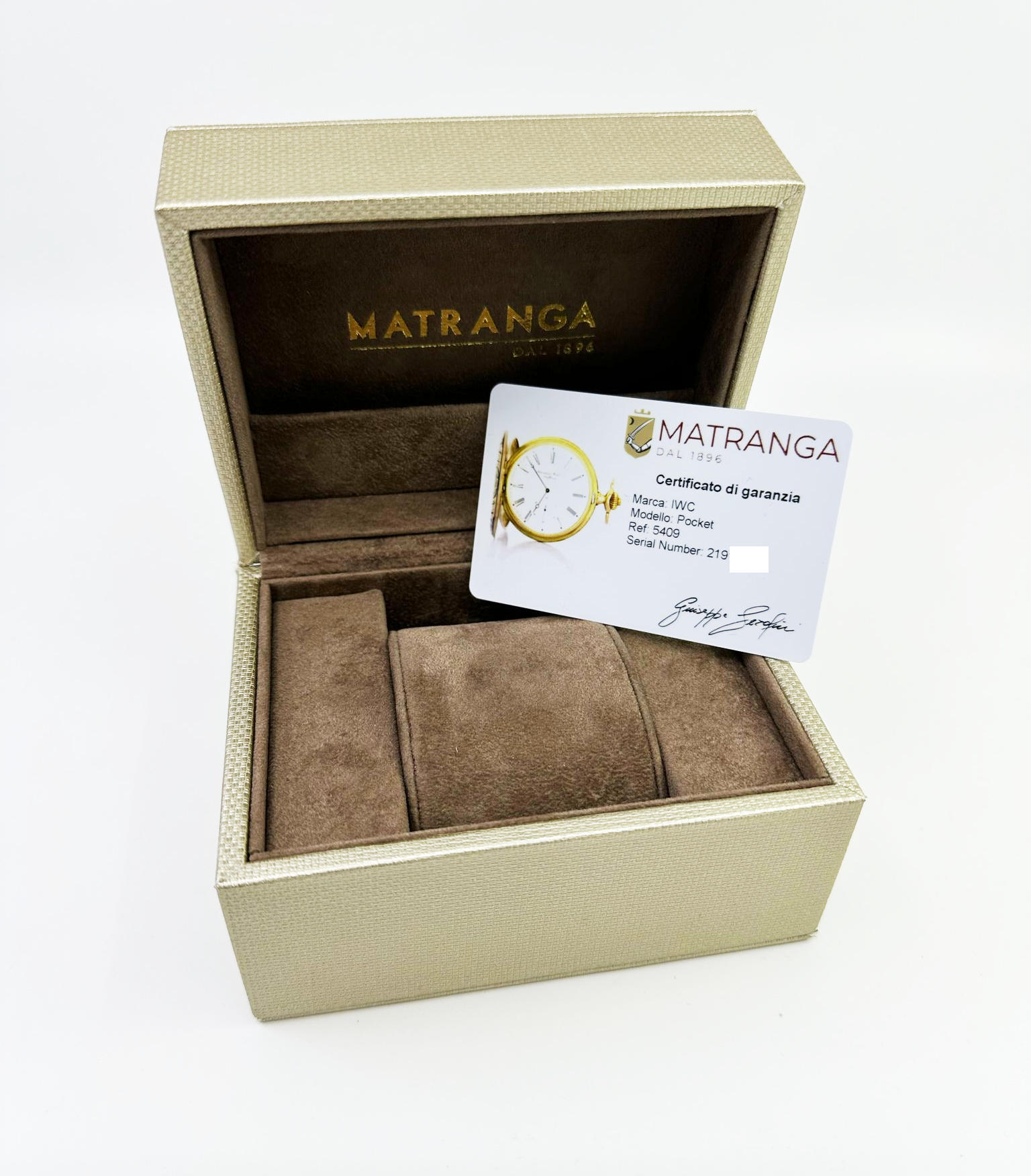 International Watch & Co Pocket Watch Yellow Gold 18Kt gr96.96. model 5409 serial 2191XXX - Our box and Papers