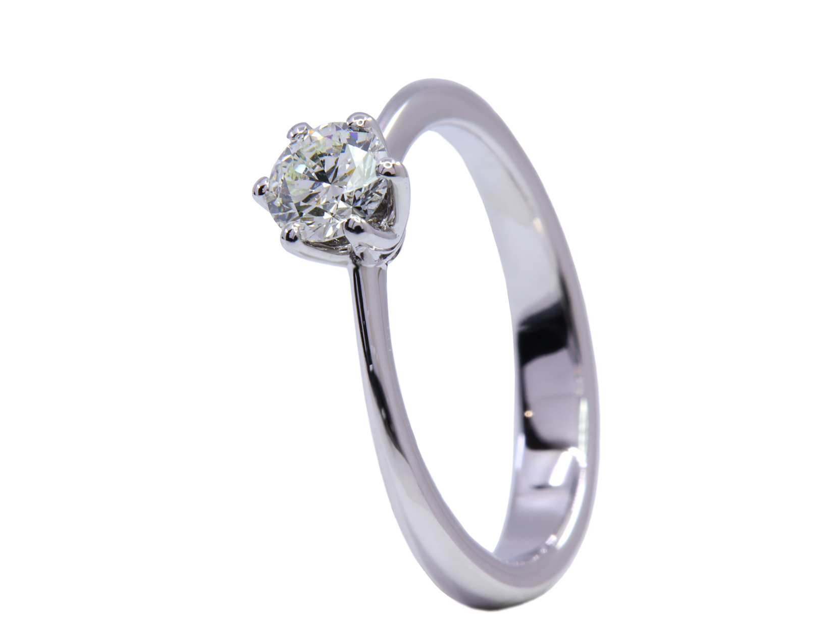 Anello Solitario oro bianco 18Kt gr3.51 - 0.53ct F VS1