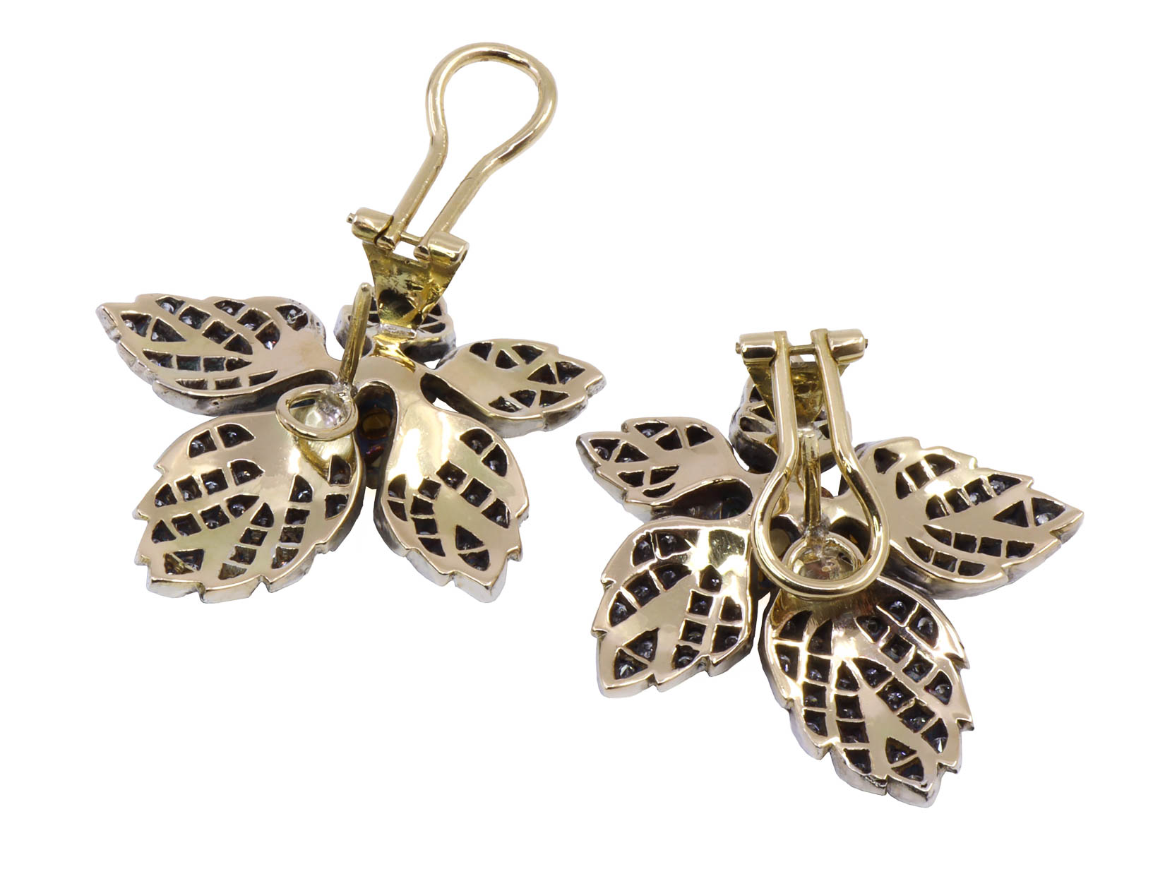 Orecchini Argento misto oro 18kt con diamanti e pietre colorate, gr. 25,8 ad euro 41,47 grammo