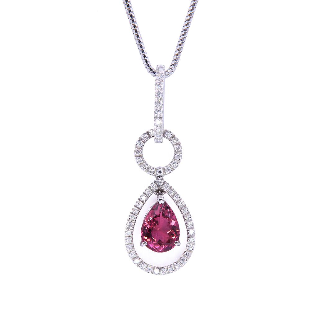 Collana - Zaffiro 1,94ct. brillanti 0,5ct. F-VVS in oro 18kt. peso totale 7,9gr