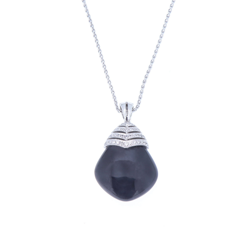 Collana - Onice, brillanti 0,55ct. oro 18kt. 