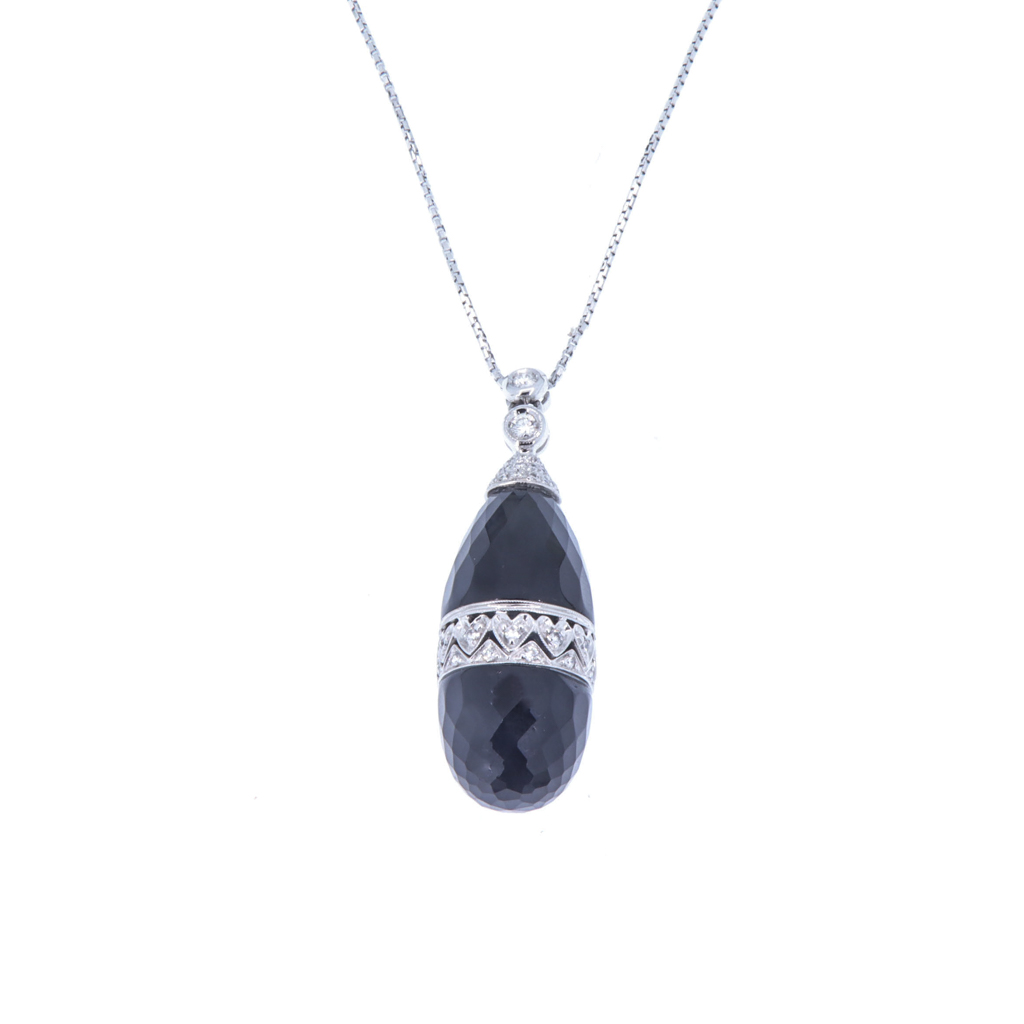 Collana - Onice, brillanti 0,62ct. oro18kt.
