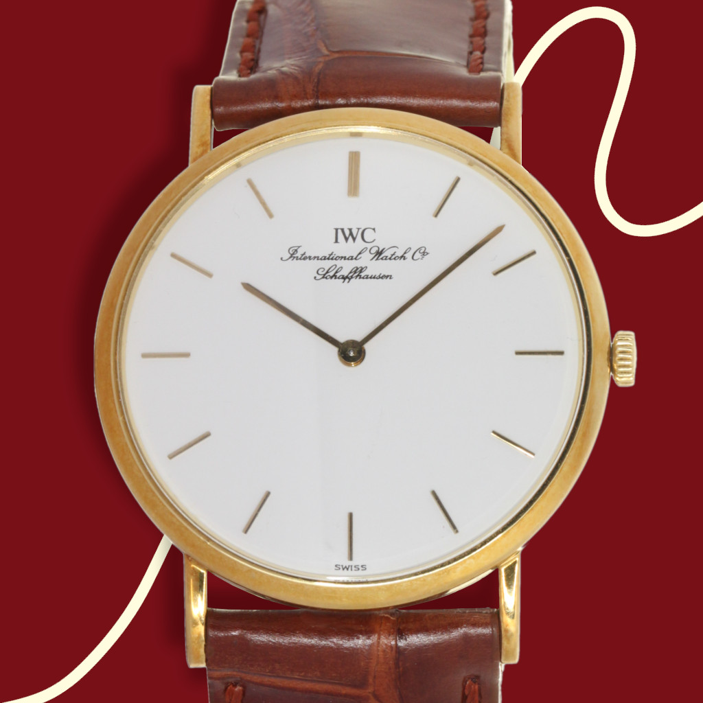 IWC Portofino ref:2010 - 18 kt. Yellow Gold -  Alligator Leather strap - 32mm diam. Our box and Papers