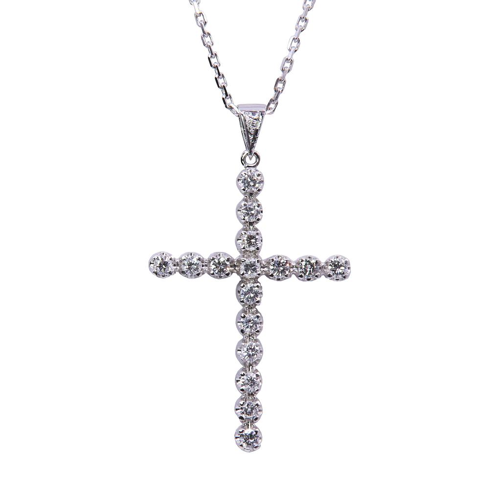 Collana croce - Brillanti 0,48ct. G-VS1, oro 18kt. peso totale 8,7gr