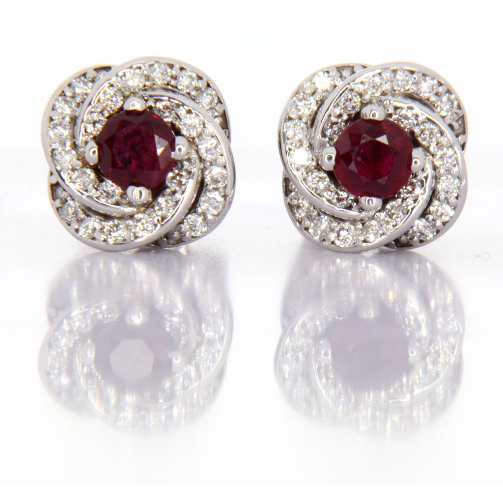 Orecchini - Rubini 0,70ct. brillanti 0,42ct. G-VS, oro 18 kt.