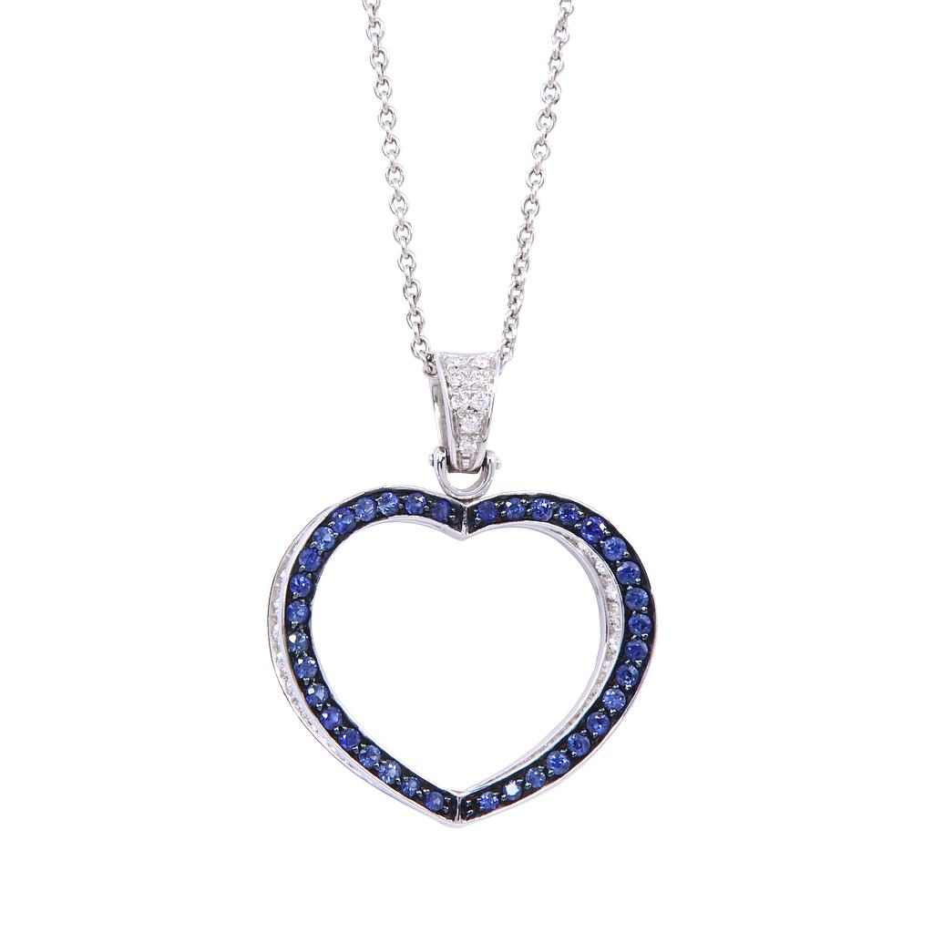 Collana Salvadori cuore - Zaffiri, brillanti F/G-VVS in oro 18kt. 12,9 gr