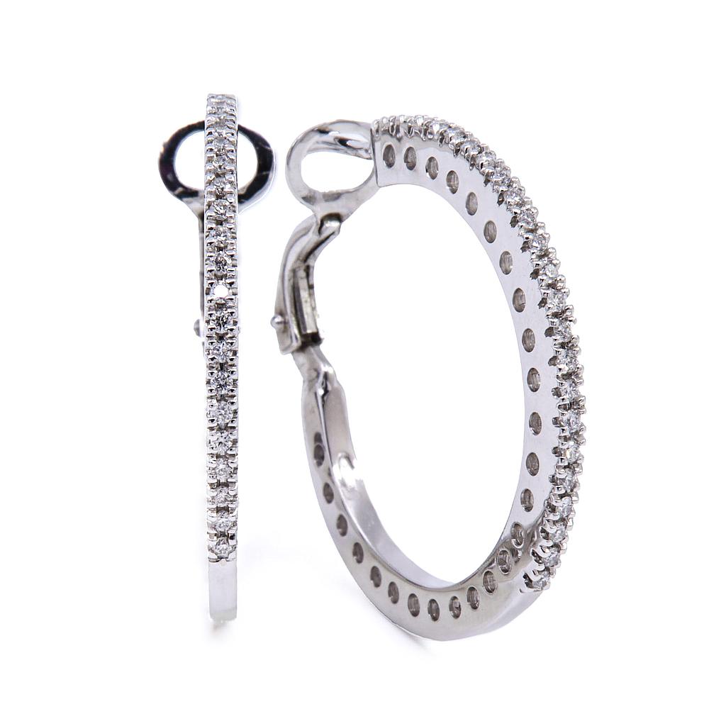 Orecchini cerchi - Brillanti 0,23ct. F-VS, oro 18kt. peso totale 6,8gr