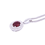 Collana in oro bianco 18Kt con ciondolo in oro bianco 18kt gr3,00, brillanti 0,60ct F-VVS e rubini 0,85ct