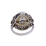 Anello perla e brillanti, toppa tonda stile deco