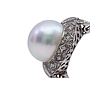 Anello perla e brillanti, toppa tonda stile deco
