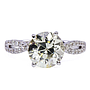 Anello solitario - Diamante Old European Cut 2,98ct.+0,28ct. O-P-VVS2, oro bianco 18kt. e pavé di brillanti