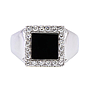 Anello onice - Brillanti 0,15ct. G-VS1, oro 18kt.